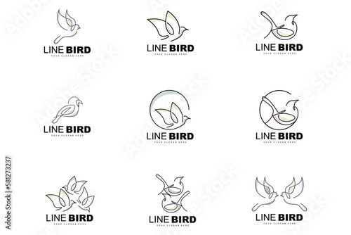Bird Logo, Vector Hummingbird, Simple Simple line Style Design, Bird Wings Icon Product Brand