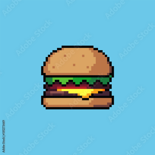 Pixel art illustration burger. Pixelated pop burger food. fast food burger pixelated
for the pixel art game and icon for website. old school retro.