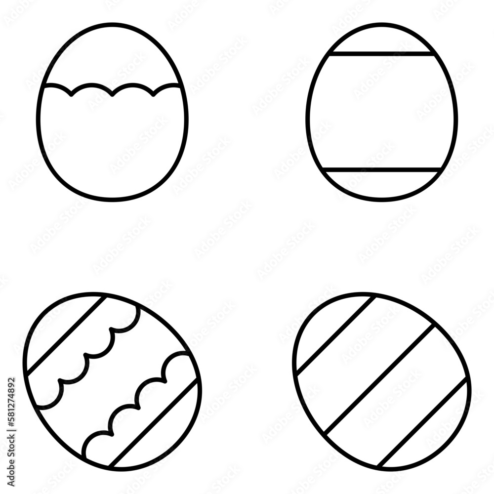 Fototapeta premium Easter Egg Vector Line Icons