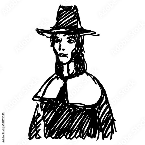 Fototapeta Puritan or Quaker man wearing a hat