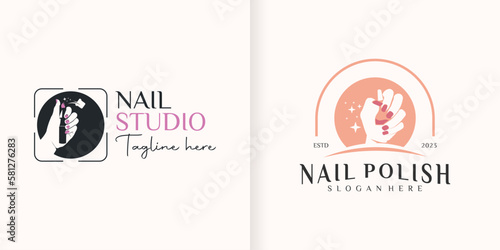 nail studio logo design with style and creative concept