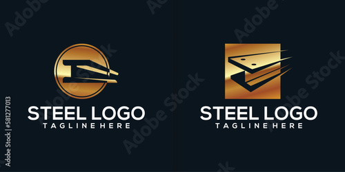 Steel, metal, iron logo illustration vector collection perfect for your business company