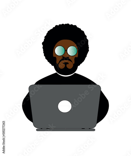 hacker with laptop computer