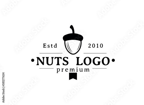 Acorn Oak Nut Drawing Logo Vector Illustration Icon Template