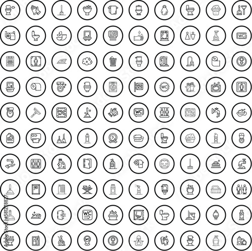 100 hygiene icons set. Outline illustration of 100 hygiene icons vector set isolated on white background