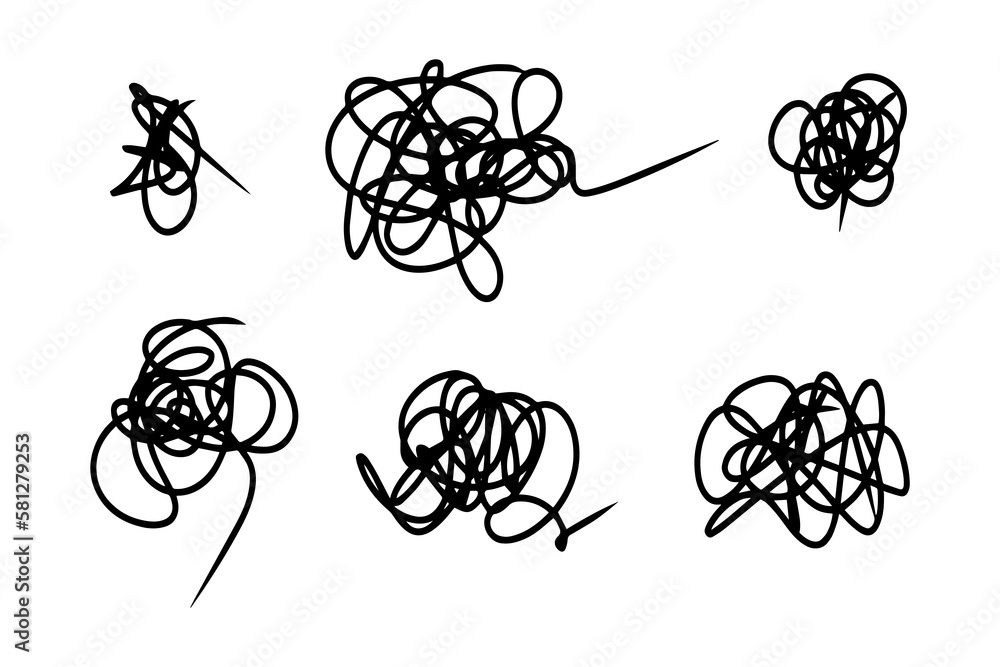 hand drawn of tangle scrawl sketch. Abstract scribble, chaos doodle pattern Isolated on white background. Vector illustration. hand drawn of tangle scrawl sketch. Abstract scribble, chaos doodle pattern Isolated on white background. Vector illustration.