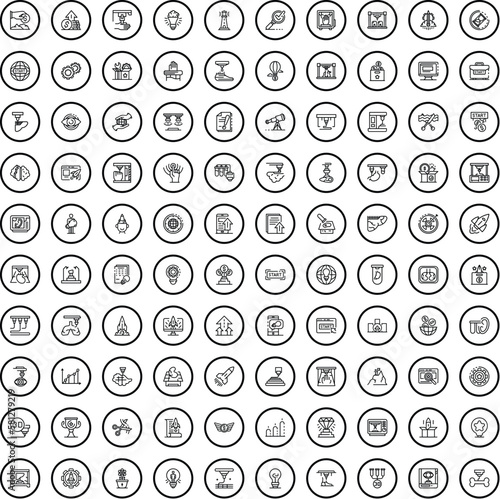 100 innovation icons set. Outline illustration of 100 innovation icons vector set isolated on white background