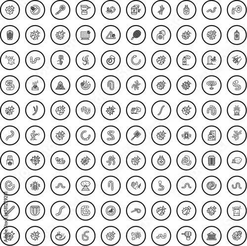 100 insect icons set. Outline illustration of 100 insect icons vector set isolated on white background