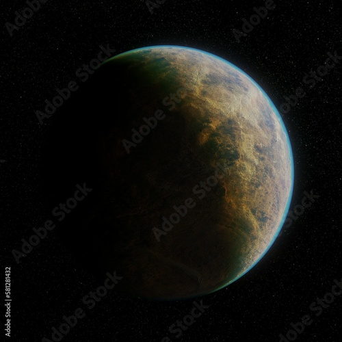 3D illustration of an exoplanet.