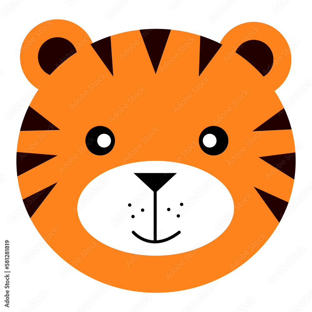 Cute tiger cartoon animals isolated png image illustration for kid ...