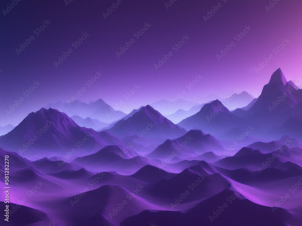 Purple mountains digital landscape, Generative AI