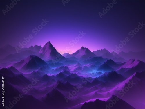 Purple mountains digital landscape, Generative AI