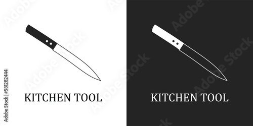 black and white kitchen knives tool vector, logo, icon. knife, knives, kitchen, tool, weapon, equipment, blade, steel, cut, cooking, restaurant, black, sticker, clipart, flat icon, vector illustration