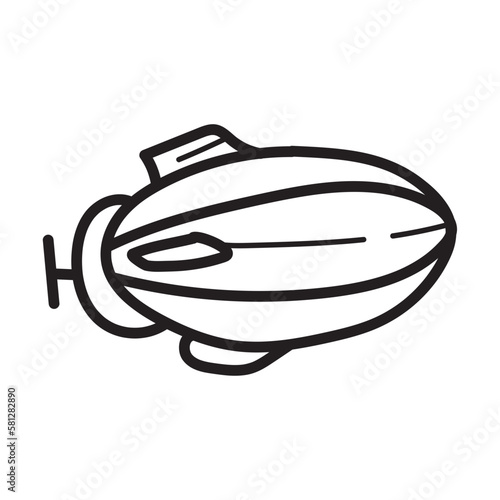doodle aerostat icon outline vector