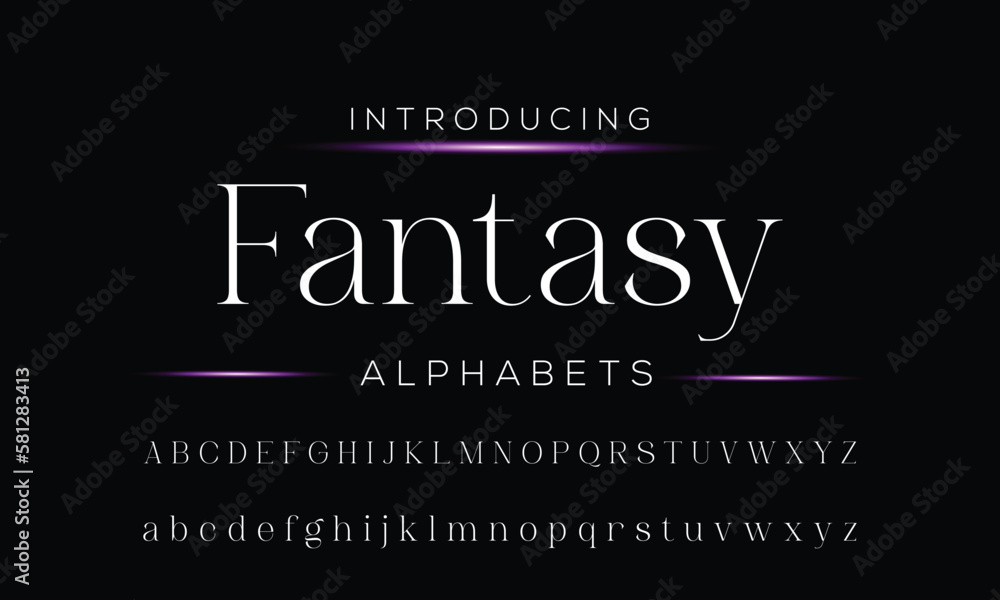FANTASY Luxury letter fonts and alphabet set. Modern tech typeface ...