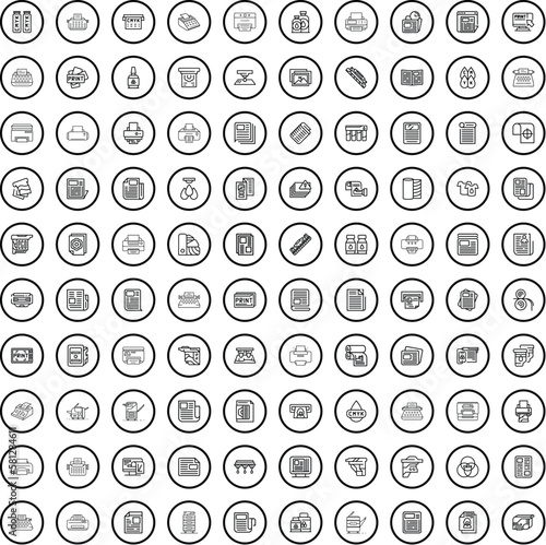 100 print icons set. Outline illustration of 100 print icons vector set isolated on white background