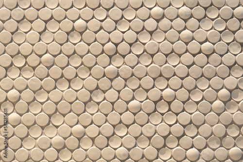 Close-up detail of the white texture with circles of the building wall of Frost Science Museum, Miami, Florida, United States