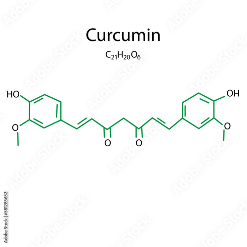 Curcumin formula. Organic food. Vector illustration.