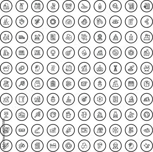 100 research icons set. Outline illustration of 100 research icons vector set isolated on white background