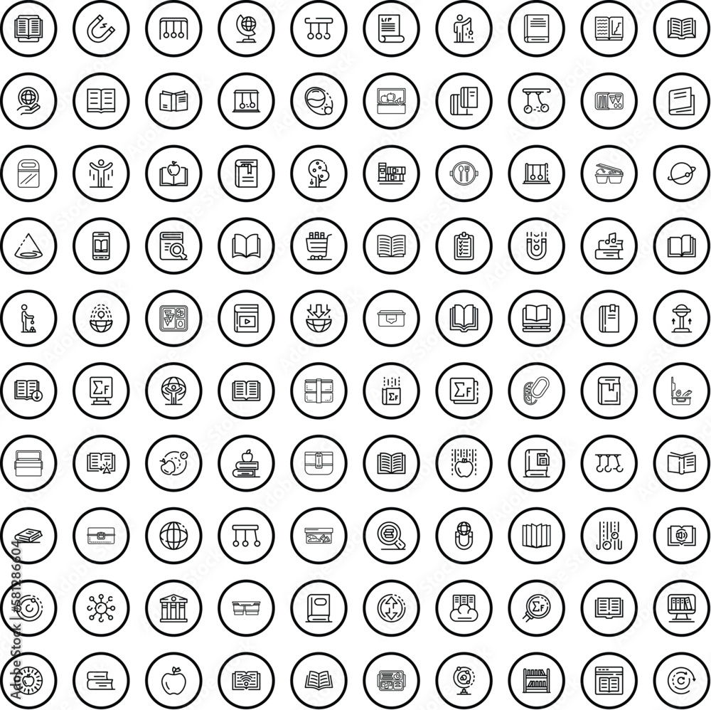 100 school icons set. Outline illustration of 100 school icons vector set isolated on white background 100 school icons set. Outline illustration of 100 school icons vector set isolated on white background