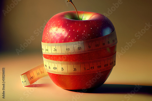 apple and measurement tape. Generative Ai