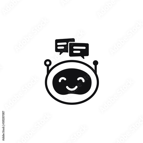 Chatbot Virtual Assistant solid vector icon.