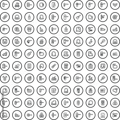 100 security icons set. Outline illustration of 100 security icons vector set isolated on white background