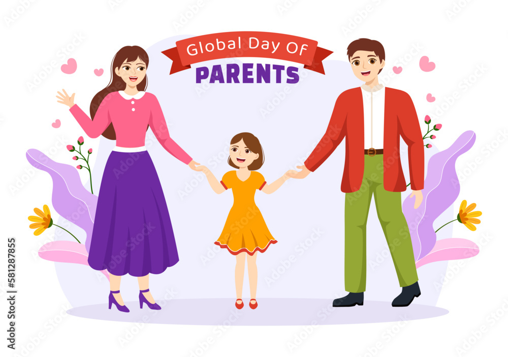 Global Day of Parents Illustration with Importance of Being a Parenthood and its Role in Kids in Flat Cartoon Hand Drawn for Landing Page Template Global Day of Parents Illustration with Importance of Being a Parenthood and its Role in Kids in Flat Cartoon Hand Drawn for Landing Page Template