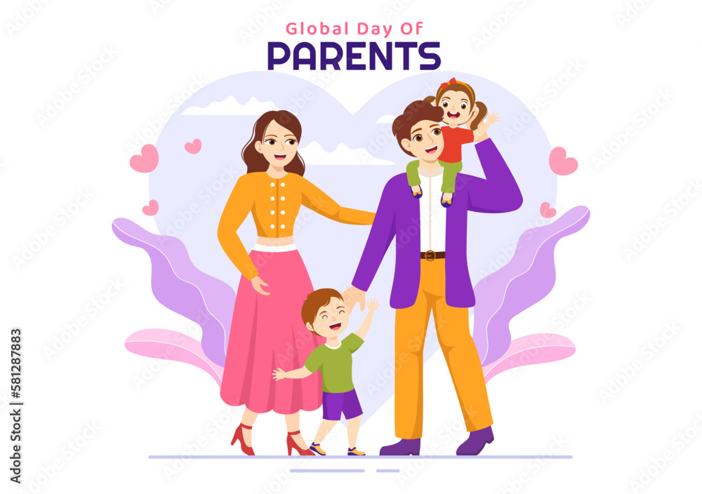 Global Day of Parents Illustration with Importance of Being a Parenthood and its Role in Kids in Flat Cartoon Hand Drawn for Landing Page Template Global Day of Parents Illustration with Importance of Being a Parenthood and its Role in Kids in Flat Cartoon Hand Drawn for Landing Page Template
