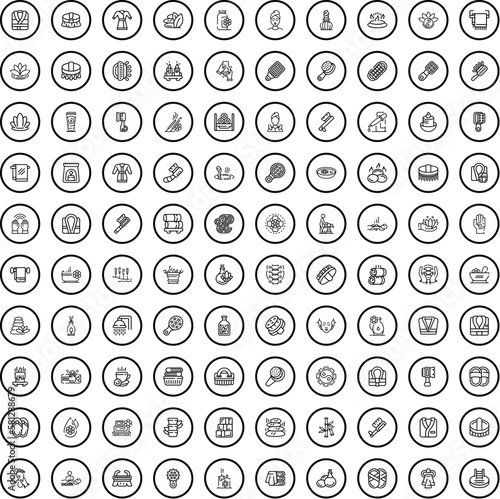 100 spa icons set. Outline illustration of 100 spa icons vector set isolated on white background