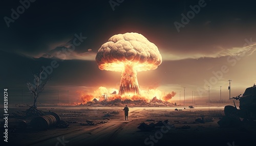 world war III apocalypse digital art illustration, Generative AI