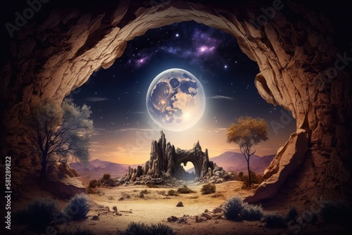 Mystical Moons Background. Generative AI