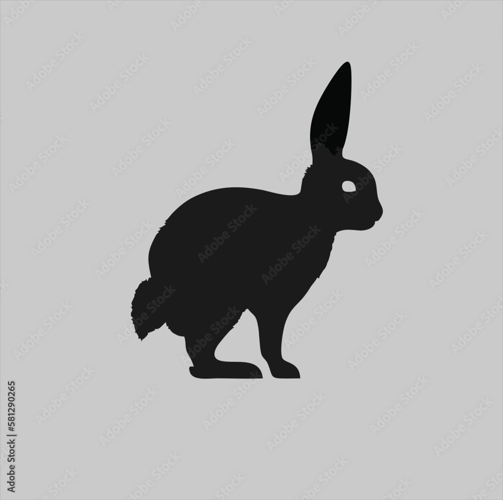 Fototapeta premium Rabbit animal illustration logo, rabbit silhouette isolated on white background