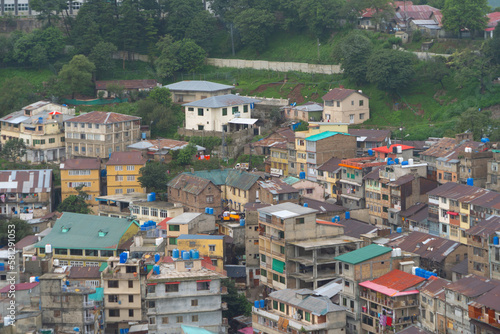 Wallpaper Mural Aerial top view of Muree village, Islamabad with residential local houses, nature trees, Pakistan in urban city town in Asia, buildings. Torontodigital.ca