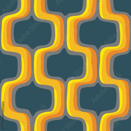 Seamless pattern with yellow and orange lines on gray 