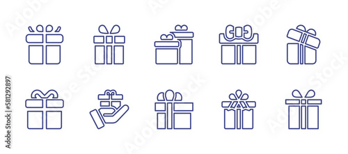 Giftbox line icon set. Editable stroke. Vector illustration. Containing gift, gift box, gifts.