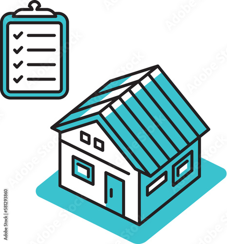 チェックリストと新築の二階建て戸建て住宅