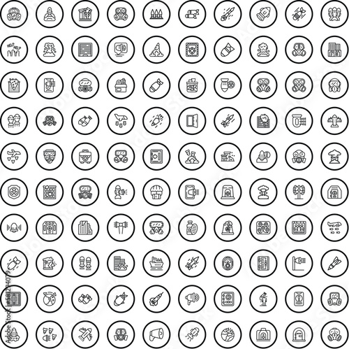 100 war icons set. Outline illustration of 100 war icons vector set isolated on white background