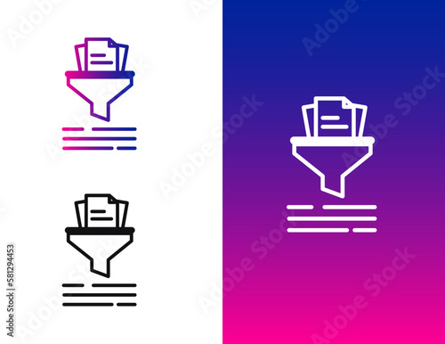 Summarize text icon. Document summarization symbol. Text synthesis icon. Automatic summarization icon. Text compression icon. Information reduction symbol. Extractive summarization icon. Vector Icon.