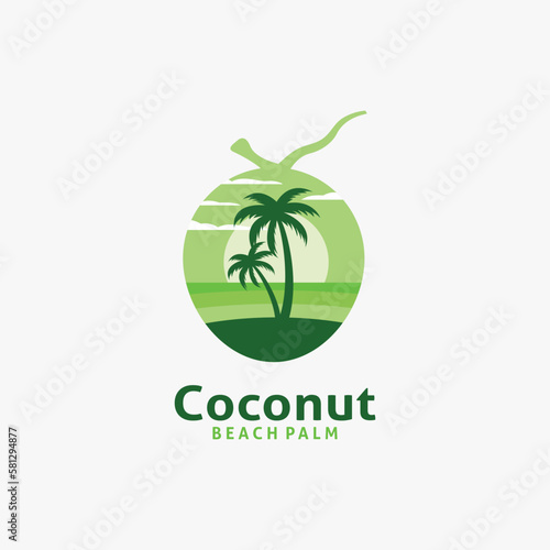Beach coconut logo design
