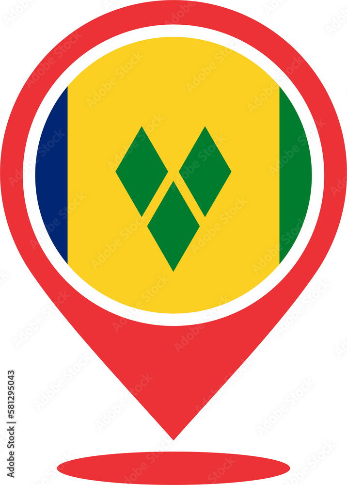 Fototapeta premium Saint Vincent and the Grenadines flag pin map 2023031339