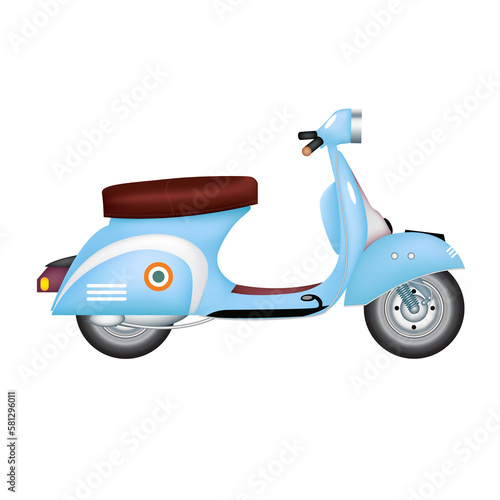 Motorcycles blue scooter model. Icon 3D file PNG. 