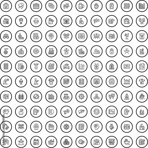 100 work icons set. Outline illustration of 100 work icons vector set isolated on white background