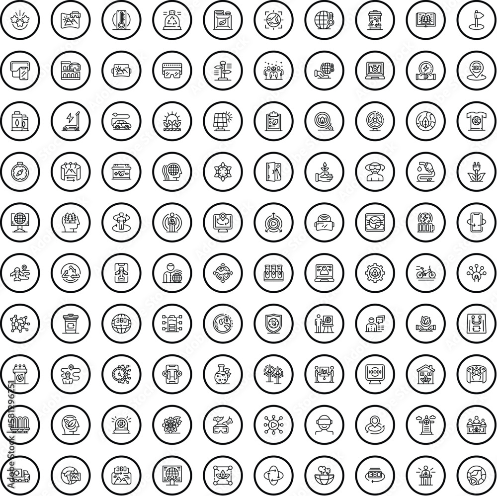 100 world icons set. Outline illustration of 100 world icons vector set isolated on white background 100 world icons set. Outline illustration of 100 world icons vector set isolated on white background