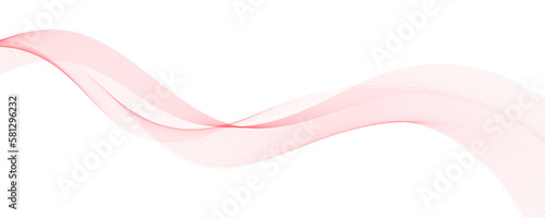 Wave red lines background. Flowing curved smoke lines. Template for banner, flyer, brochure, presentation. Vector illustration.