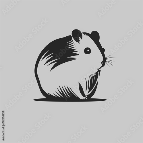 Hamster animal illustration logo, hamster silhouette isolated on gray background