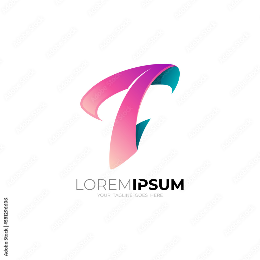 Letter T logo and play design technology, 3d colorful style Letter T logo and play design technology, 3d colorful style