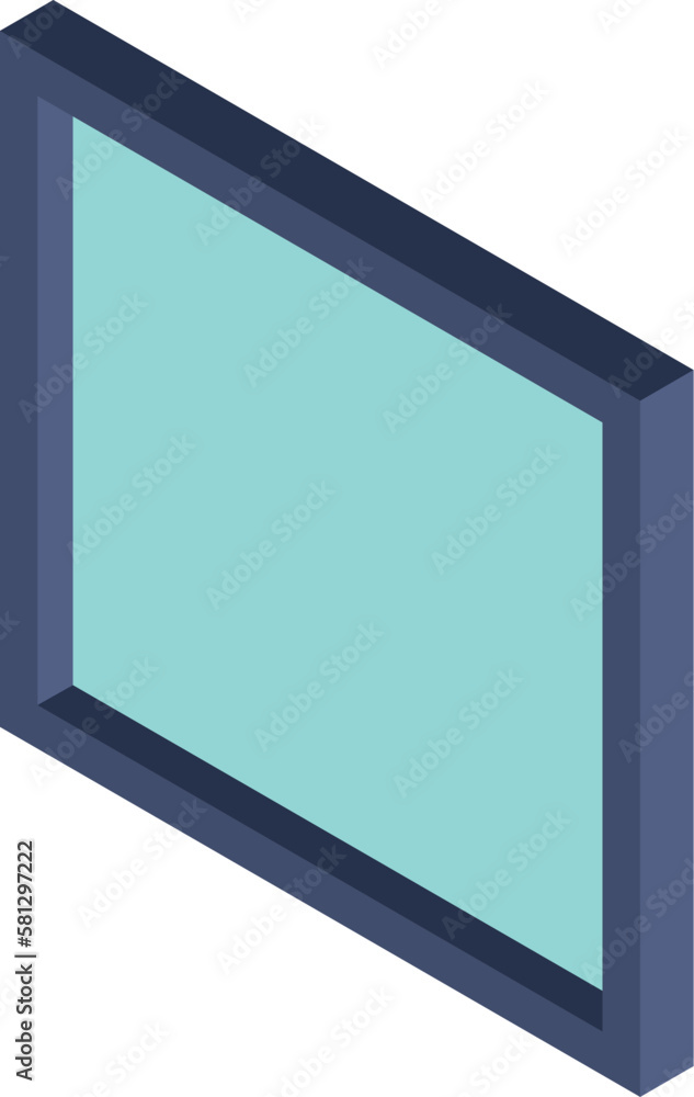 Square window icon isometric vector. Large transparent external square window. Exterior, construction and repair concept Square window icon isometric vector. Large transparent external square window. Exterior, construction and repair concept