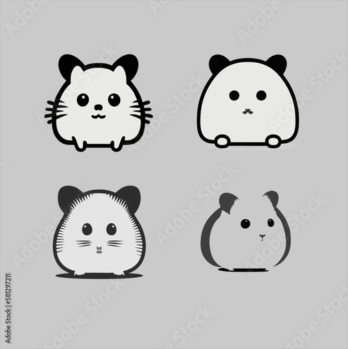 Cute round hamster head vector isolated icon illustration.