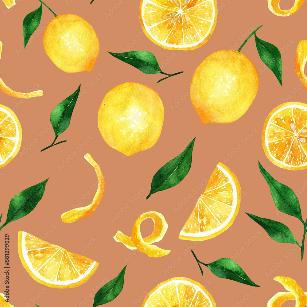 seamless digital art illustration lemon used for background texture ...